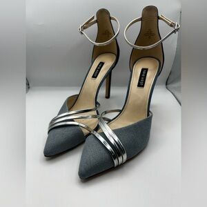 Nine West Metallic Silver and Gray Heels
